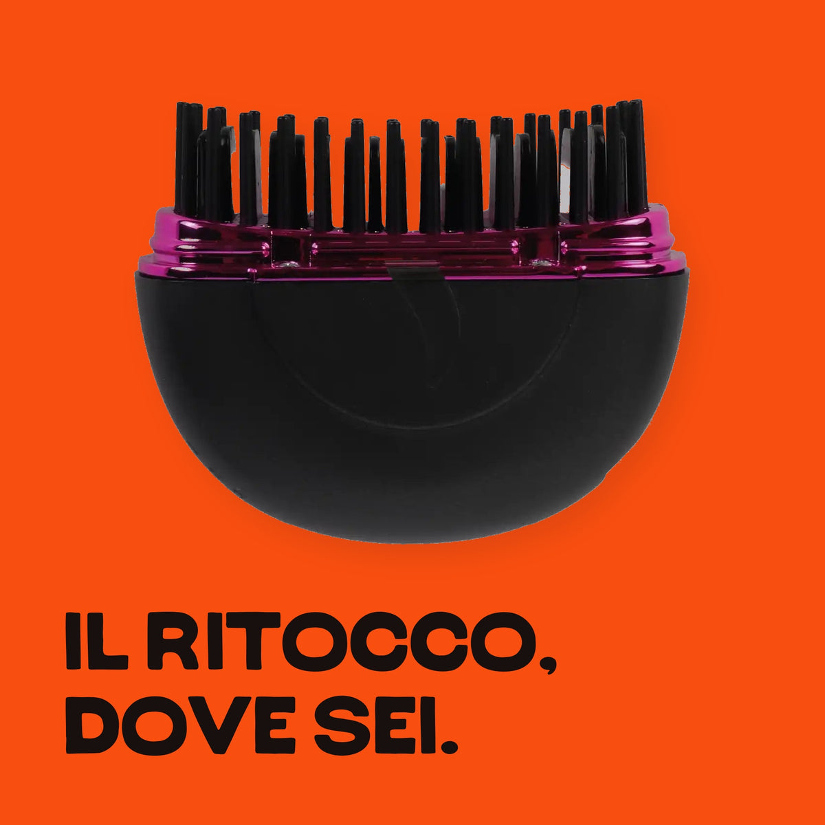 HairSnapper Brush Velvet Purple su fondo arancio: corpo nero e anello fucsia#Colore_Velvet Purple